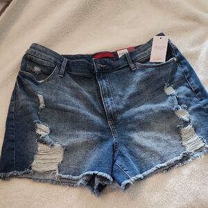 Jennifer Lopez Flawless Sculpt Blue Distressed Jean Shorts